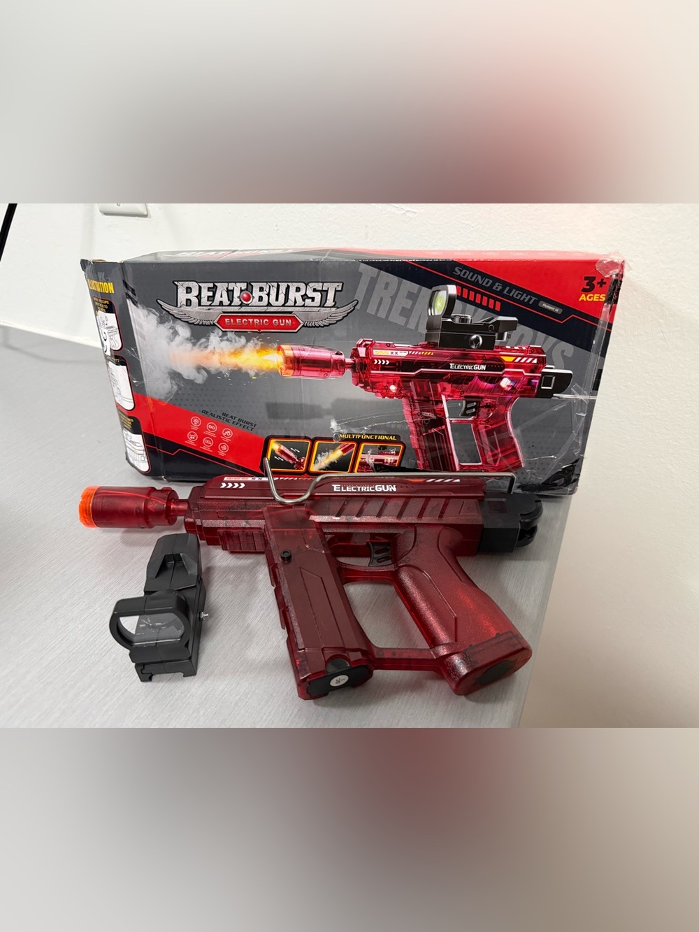 Electronic Toy Blaster – Lights & Sounds, READ